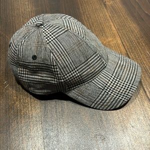 H&M Cotton Linen Plaid Cap Adjustable One Size